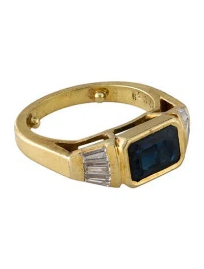 Pre-owned Cartier Vintage Sapphire & Diamond Cocktail Ring In Multi