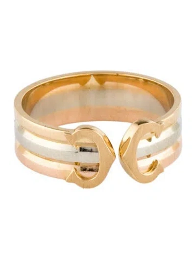 Pre-owned Cartier Vintage Small Double C De  Ring In Multi