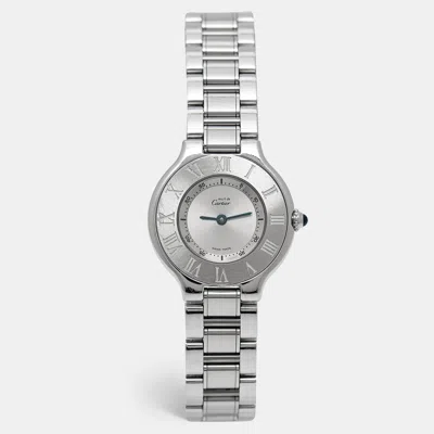 Pre-owned Cartier W10109t2 Quartz Women's Wristwatch 28 Mm In Silver