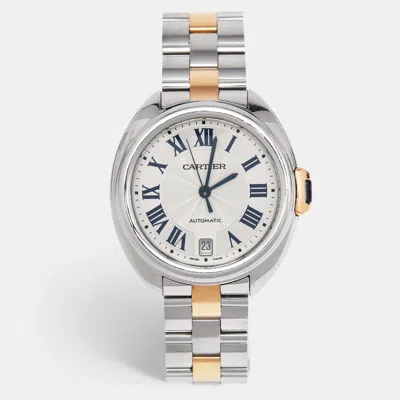 Pre-owned Cartier W2cl0003 Unisex Wristwatch 35 Mm In Silver