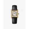 Cartier Wgta0359 Tank Louis  Large 18ct Yellow-gold And Leather Quartz Watch