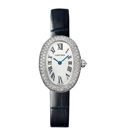 Cartier White Gold And Diamond Baignoire 1920 Watch In Silver