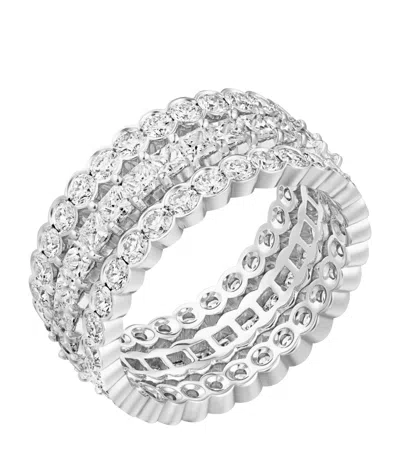 Cartier White Gold And Diamond Broderie De  Ring In Metallic