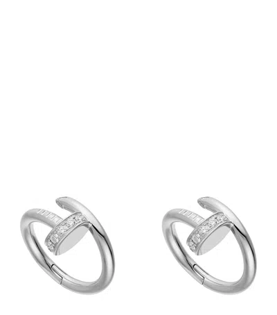 Cartier White Gold And Diamond Juste Un Clou Cufflinks In Silver