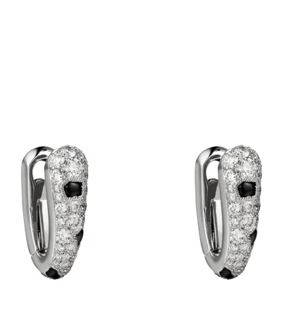 Cartier White Gold And Diamond Panthère De  Hoop Earrings In Metallic