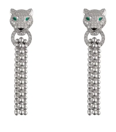 Cartier White Gold And Diamond Panthère De  Tassel Earrings