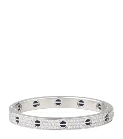 Cartier White Gold And Diamond-paved Love Bracelet In Metallic