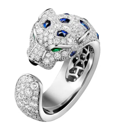 Cartier White Gold And Gemstones Panthère De  Ring In Metallic