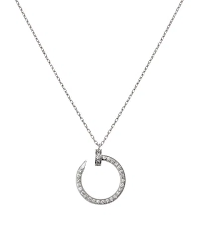 Cartier White Gold And Pavé Diamond Juste Un Clou Necklace In Gray