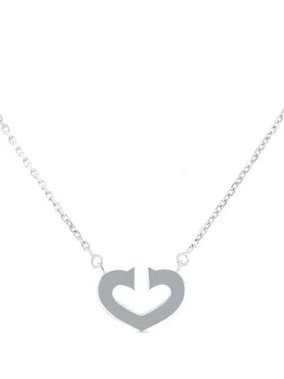 Pre-owned Cartier White Gold C Heart Necklace In Silver