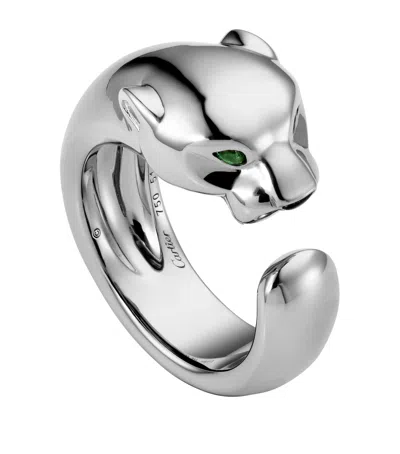 Cartier White Gold Massai Panthère De  Ring In Gray