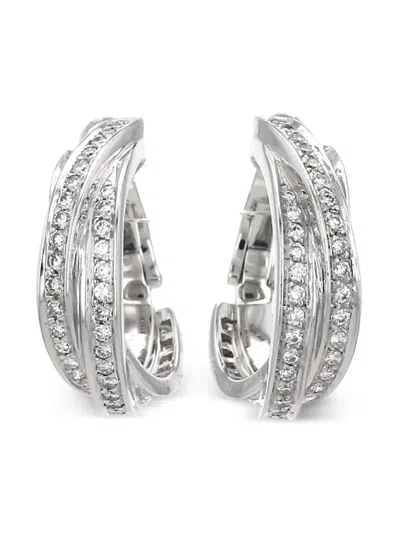 Pre-owned Cartier White Gold Trinity Diamonds Earrings In Silver