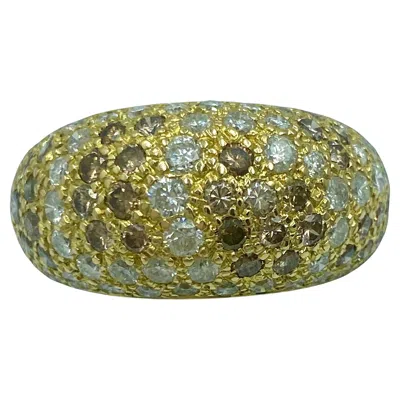 Pre-owned Cartier White, Light Yellow And Mixed Brown Fancy Diamond Bombe Ring