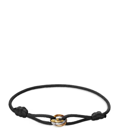 Cartier White, Yellow And Rose Gold Trinity Bracelet In Black