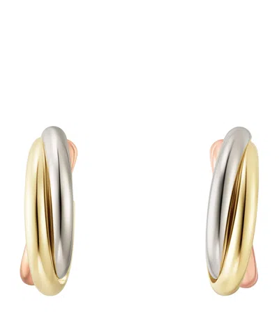 Cartier White, Yellow And Rose Gold Trinity Earrings