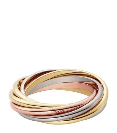 Cartier White, Yellow And Rose Gold Trinity Ring