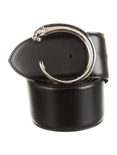 Pre-owned Cartier Wide Leather Belt In Black