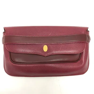 Pre-owned Cartier Wine Red Leather Clutch Bag Pouch () In Burgundy