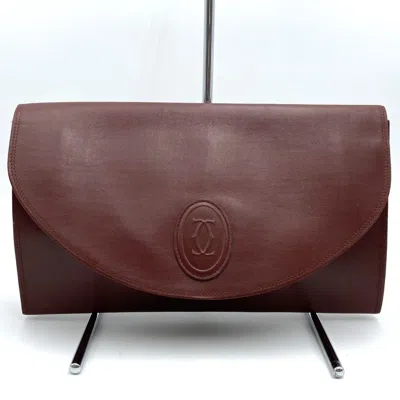 Pre-owned Cartier Wine Red Leather Clutch Bag ()