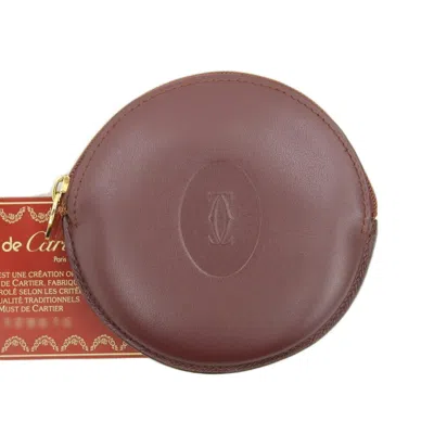 Pre-owned Cartier Wine Red Leather Coin Purse/coin Case ()