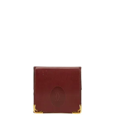 Pre-owned Cartier Wine Red Leather Coin Purse/coin Case () In Burgundy