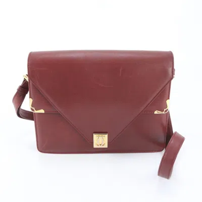 Pre-owned Cartier Wine Red Leather Handbag Shoulder Bag Tote Bag () In Burgundy
