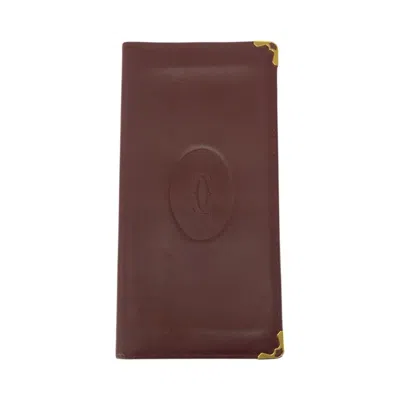 Pre-owned Cartier Wine Red Leather Long Wallet (bi-fold) () In Burgundy