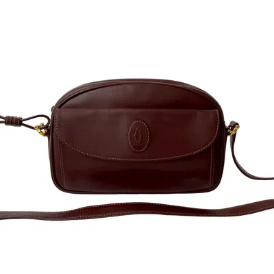 Pre-owned Cartier Wine Red Leather Pochette Shoulder Bag ()