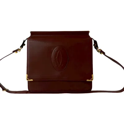Pre-owned Cartier Wine Red Leather Pochette Shoulder Bag ()