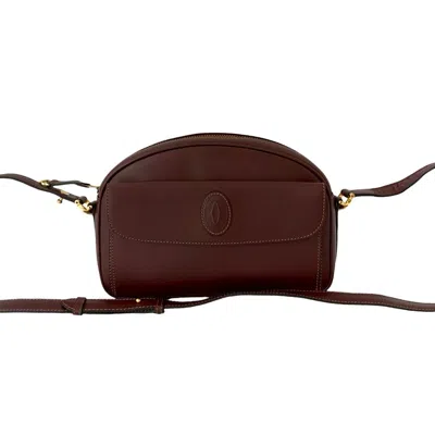 Pre-owned Cartier Wine Red Leather Pochette Shoulder Bag ()