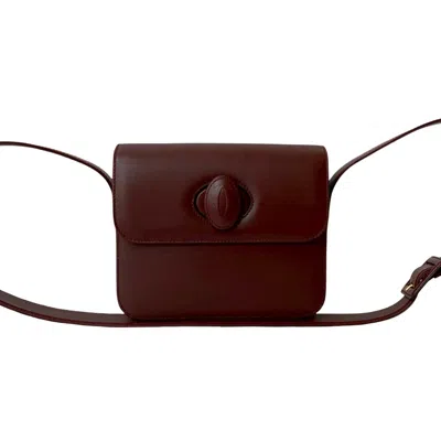 Pre-owned Cartier Wine Red Leather Pochette Shoulder Bag ()