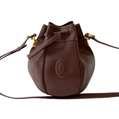 Pre-owned Cartier Wine Red Leather Pochette Shoulder Bag ()