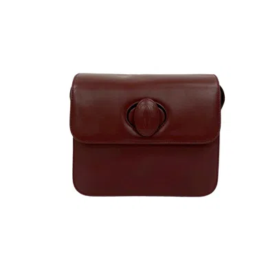 Pre-owned Cartier Wine Red Leather Pochette Shoulder Bag ()