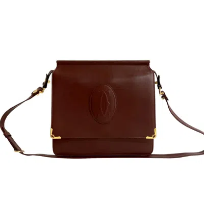 Pre-owned Cartier Wine Red Leather Pochette Shoulder Bag ()