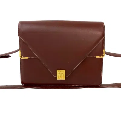 Pre-owned Cartier Wine Red Leather Pochette Shoulder Bag () In Burgundy