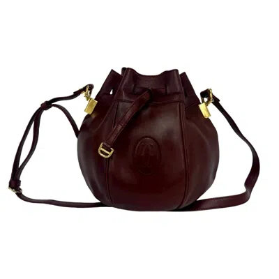 Pre-owned Cartier Wine Red Leather Pochette Shoulder Bag ()
