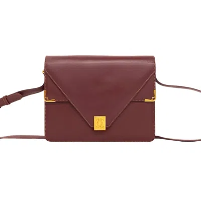 Pre-owned Cartier Wine Red Leather Pochette Shoulder Bag ()