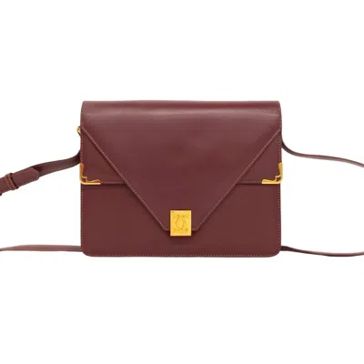 Pre-owned Cartier Wine Red Leather Pochette Shoulder Bag ()