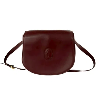 Pre-owned Cartier Wine Red Leather Pochette Shoulder Bag () In Burgundy