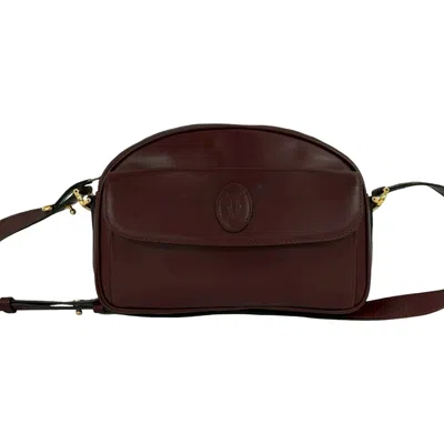 Pre-owned Cartier Wine Red Leather Pochette Shoulder Bag () In Burgundy