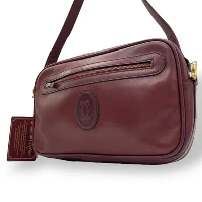 Pre-owned Cartier Wine Red Leather Shoulder Bag ()