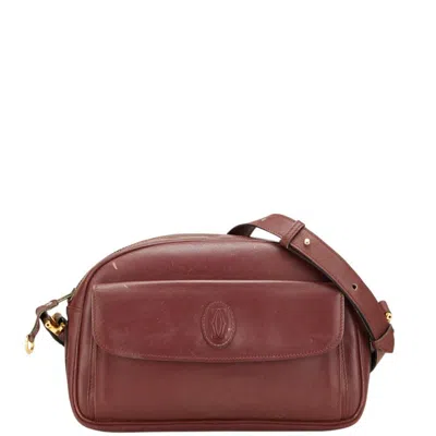 Pre-owned Cartier Wine Red Leather Shoulder Bag () In Burgundy