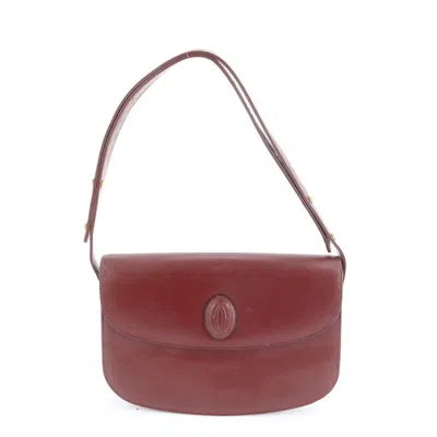 Pre-owned Cartier Wine Red Leather Shoulder Bag () In Burgundy