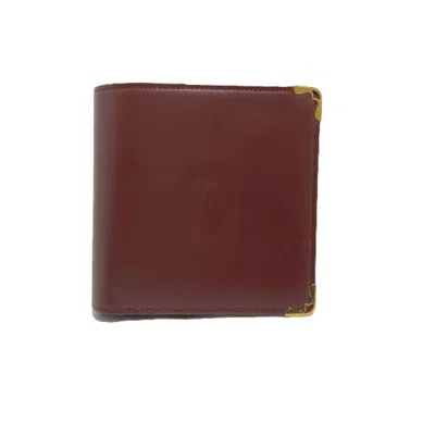 Pre-owned Cartier Wine Red Leather Wallet (bi-fold) ()