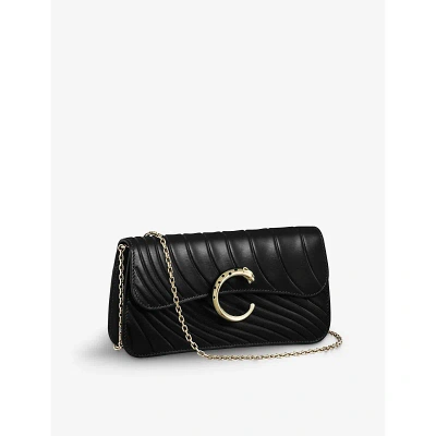 Cartier Panthère De  Chain Leather Mini Cross-body Bag In Black