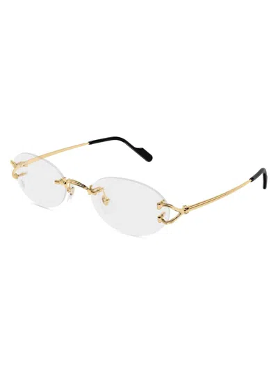 Cartier Women's C Décor 52mm 24k-gold-plated Oval Optical Glasses