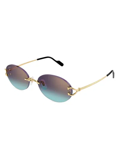 Cartier Women's C Decor 55mm 24k-gold-plated Oval Sunglasses
