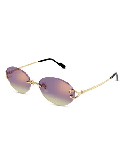 Cartier Women's C Decor 55mm Oval Sunglasses In Gold