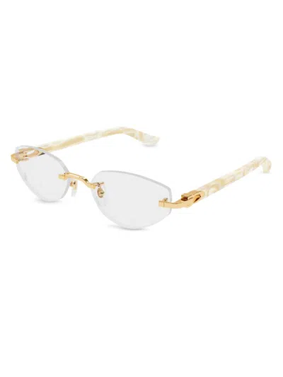 Cartier Women's C Decor 55mm Rimless Cat-eye Eyeglasses In Gold