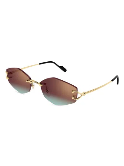 Cartier Women's C Décor 56mm 24k-gold-plated Geometric Sunglasses In Multi